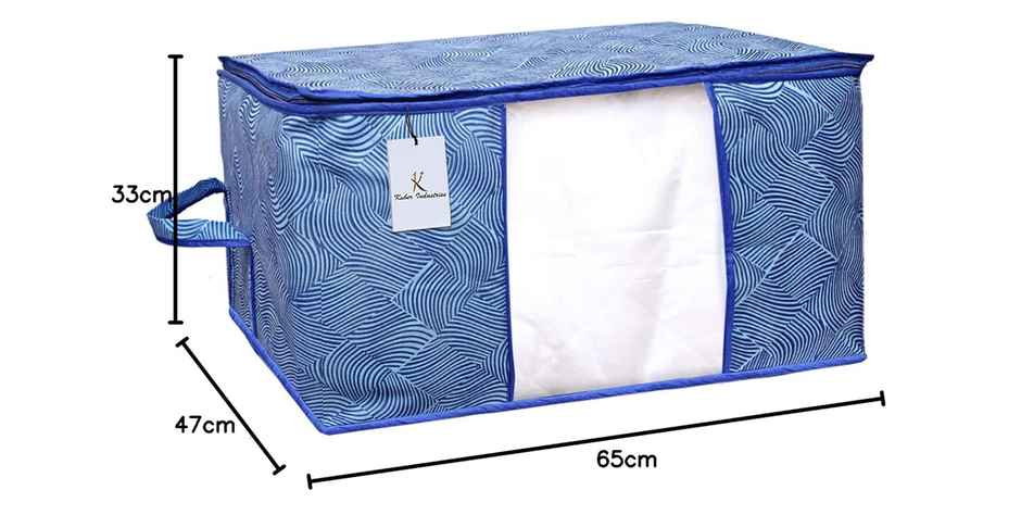 Kuber Industries Pack of 2 Non-Woven Extra Large Leheriya Design Underbed Storage Bag (Royal Blue)