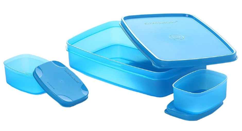 SignoraWare Compact Lunch Box Set, 850Ml+100Ml+100Ml, Set/3, 514Turquioseblue