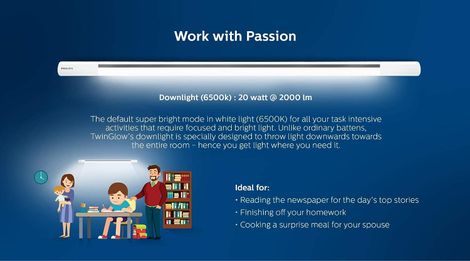 PHILIPS Twinglow 20-Watt +20-Watt Led Up-Down Tubelight