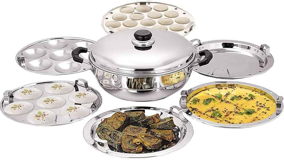 Softel�Stainless Steel Multi Kadai | 6-Pieces | Silver | 4 Litre