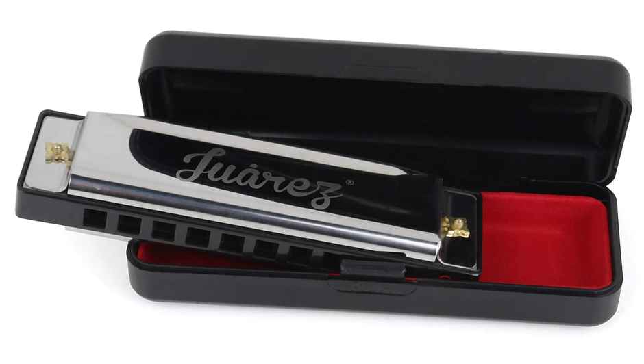 Juarez Jrz10Hm Key C Diatonic Blues Harmonica 10 Hole 20 Tones Case, Kids & Professionals, Silver