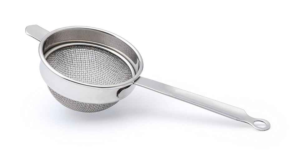 Kuber Industries Stainless Steel Double Mesh Tea Strainer Chalni 10 cm Diameter (Silver)
