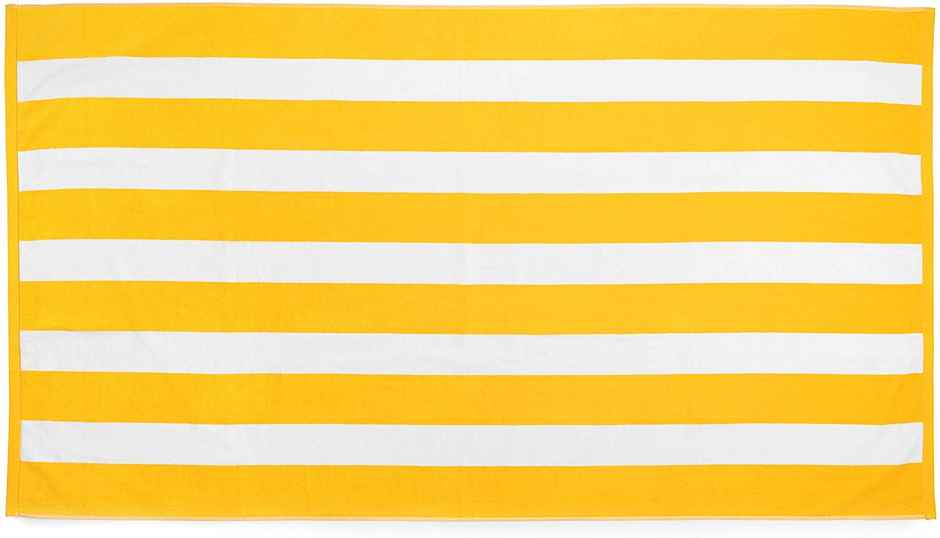 Lushomes Cotton Pool Towel - Yellow & White | Cabana Stripe | 36 x 72 inch | 750 GSM