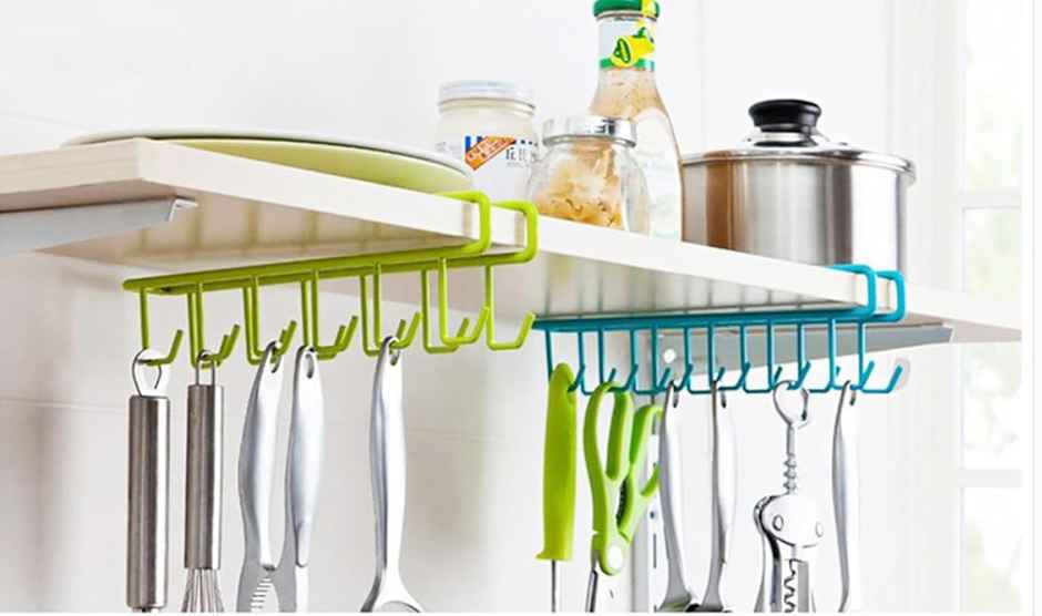 New Dawn 2 Pcs(24 Hooks) Organizer Multipurpose Crockery Organizer For Kitchen With Cup Holder
