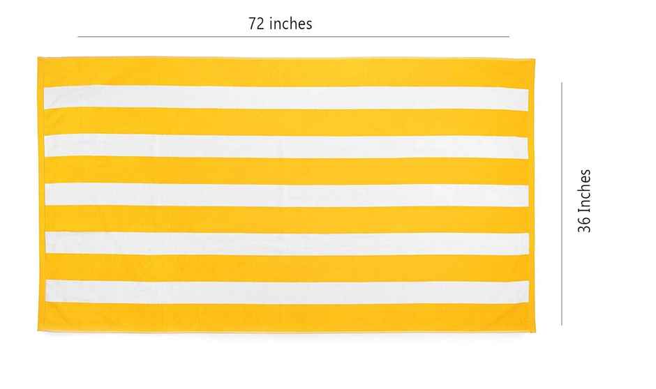 Lushomes Cotton Pool Towel - Yellow & White | Cabana Stripe | 36 x 72 inch | 750 GSM