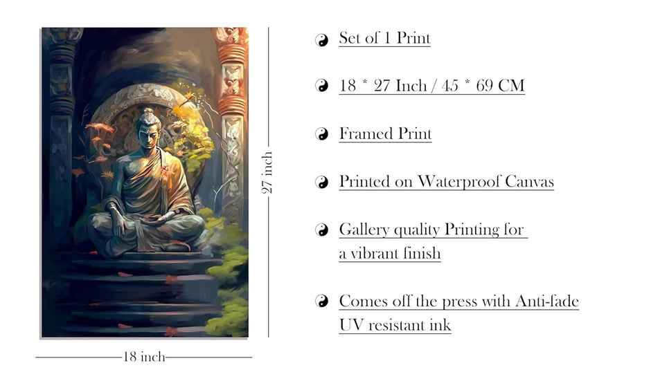 Indianara Attractive Gautam Buddha Canvas Art Painting