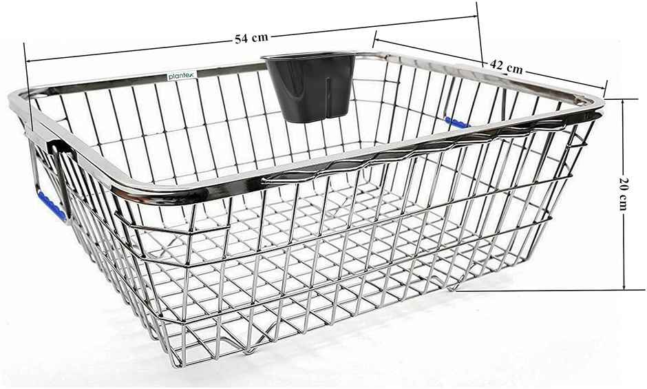 Plantex Heavy-Duty Stainless Steel Dish Drainer Basket for Kitchen Utensils