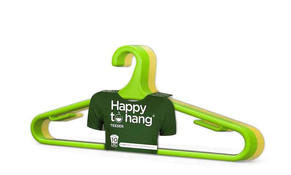 Happy To Hang Teeser 10 Piece Polypropylene Hanger, Yellow And Green