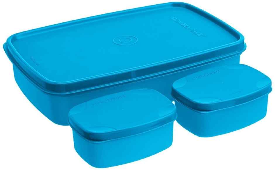 SignoraWare Compact Lunch Box Set, 850Ml+100Ml+100Ml, Set/3, 514Turquioseblue
