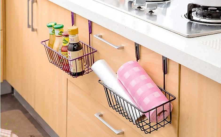 Go Hooked Metal Multipurpose Over Door Basket Hanging Storage