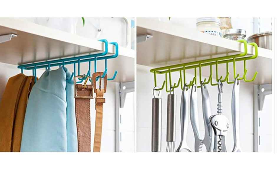 New Dawn 2 Pcs(24 Hooks) Organizer Multipurpose Crockery Organizer For Kitchen With Cup Holder