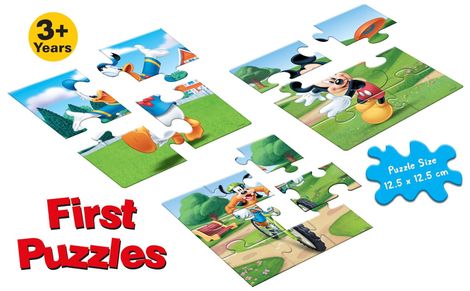 Frank Mickey Mouse & Friends - A Set Of 3 First Puzzles - 4, 6 & 8 Pieces
