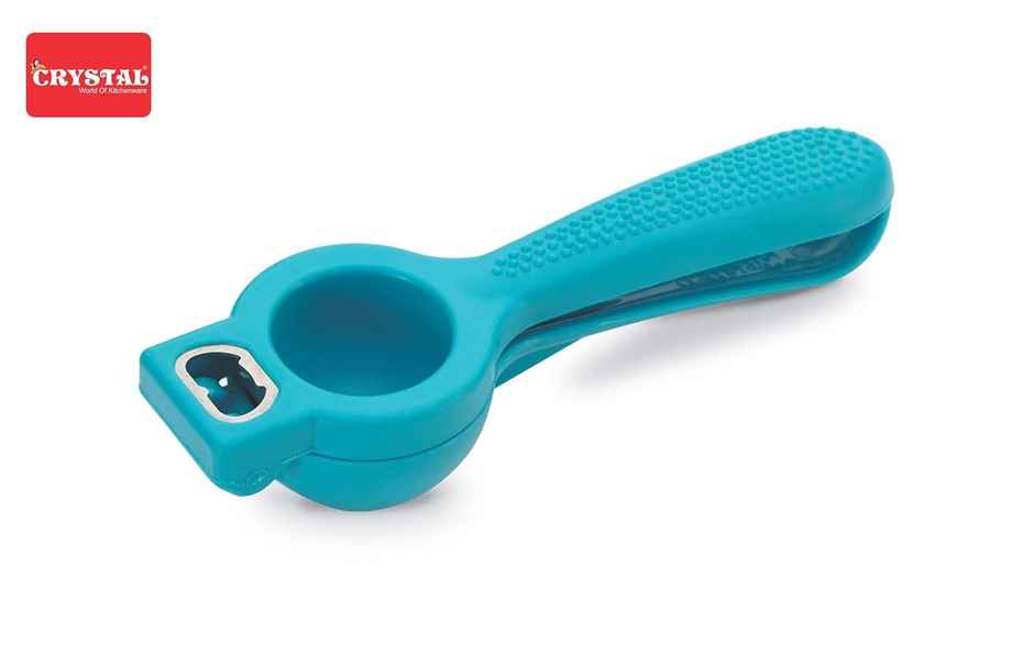 Crystal Plastic Lemon Squeezer Cum Opener, Multicolour