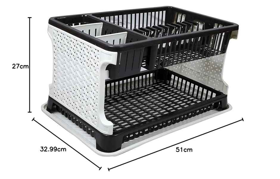 Clazkit Plastic Kitchen Organizer Rack With Water Storing Tray | 51 x 33x 27 cm (Colour May Vary)
