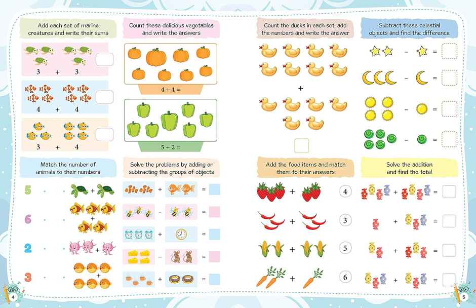 Math Activity Book for Kids - 200+ Addition and Subtraction for Age 3+ Years
