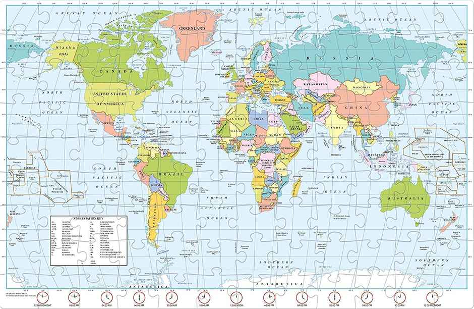 Frank World Map - 108 Pieces Large Jigsaw Puzzle