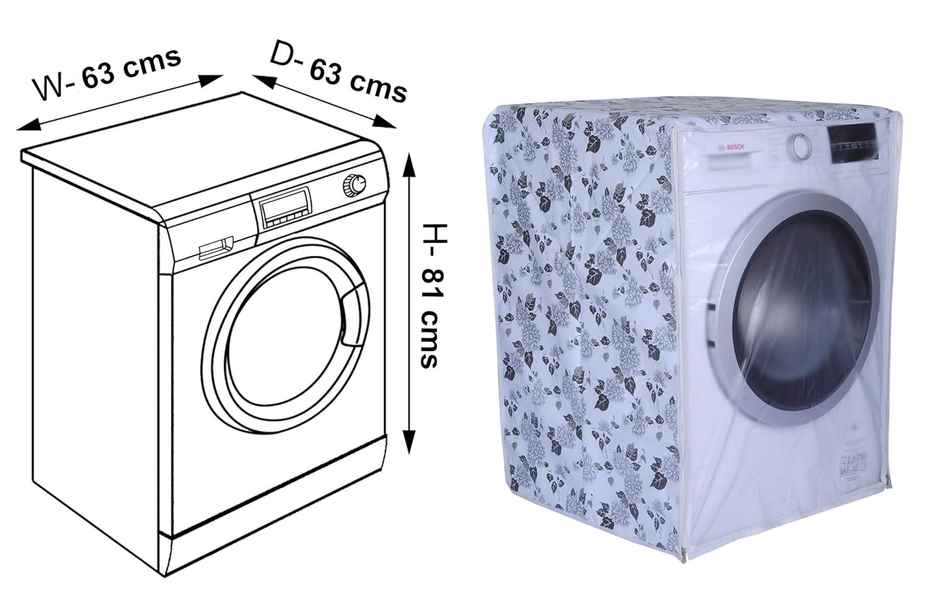 Daluci Front Load Washing Machine Cover For Lg - 6.5-8 kg | Half White and Grey | 63 x 63 x 81 cm