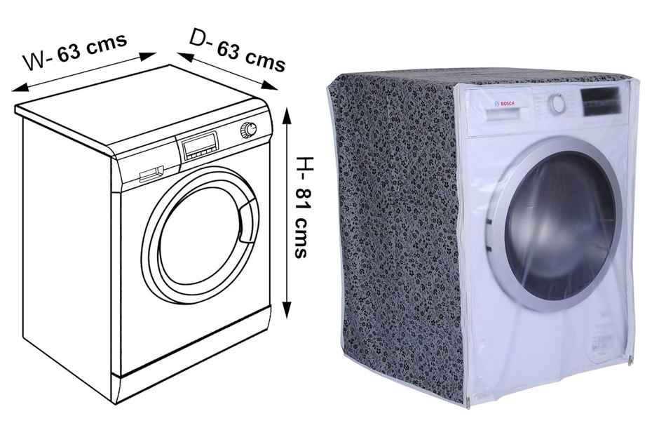 Daluci Front Load Washing Machine Cover For Bosch 6.5-9 kg | Black and Grey | 63 x 63 x 81 cm