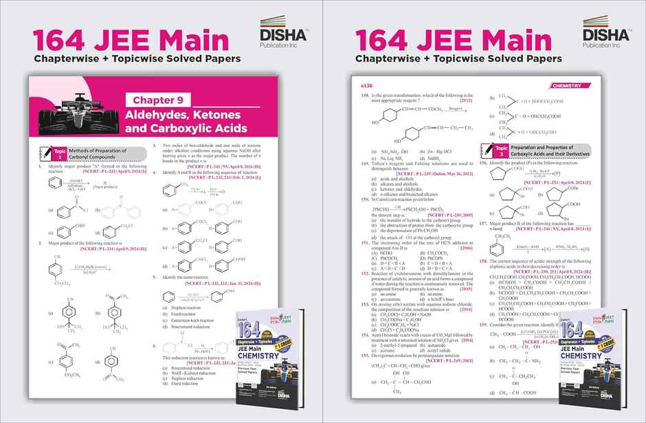 Disha's 164 New Syllabus Topic-wise JEE Main Online (2024 - 2012) & Offline (2018 - 2002) Chemistry