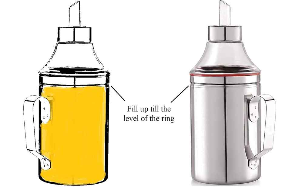 Capsicum Steel Oil Dispenser 1000Ml With Handle