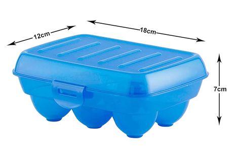 Kuber Industries Plastic 6 Slot Egg Container | Refrigerator & Kitchen Tray | Blue