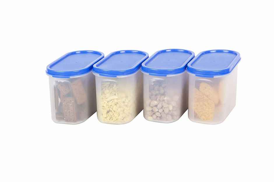 Cutting EDGE 1200ml Plastic Modular Storage Containers|Microwave Safe |BPA Free |Set of 4 |Dark Blue