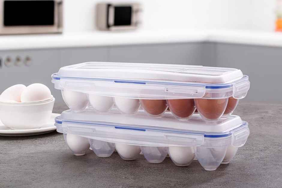 Perpetual Egg Tray Plastic for Fridge and Oven Egg Storage | White