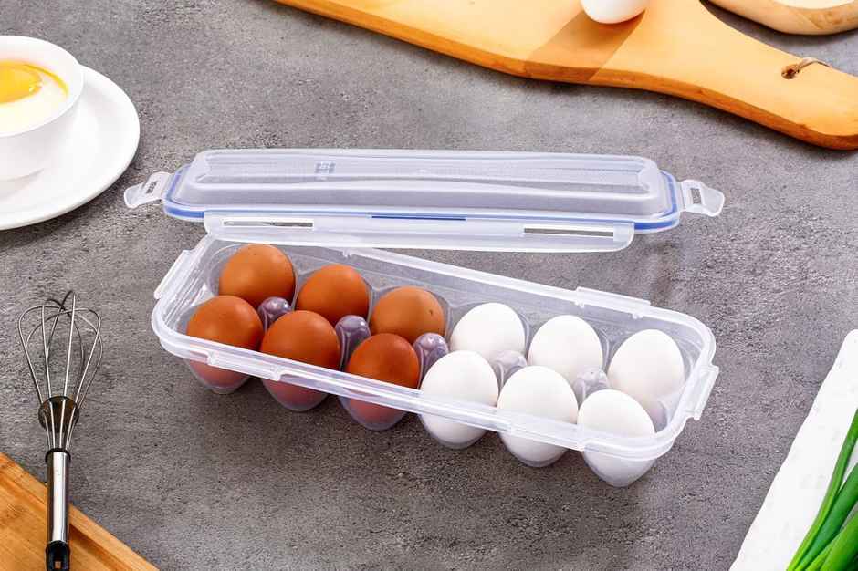 Perpetual Egg Tray Plastic for Fridge and Oven Egg Storage | White