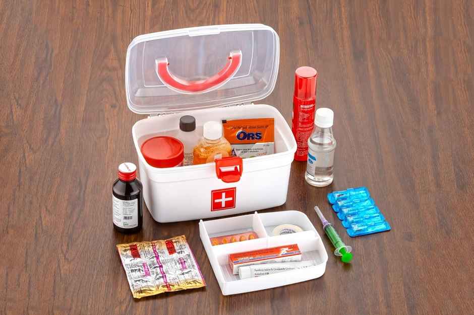 Clazkit Plastic Rectangular Medicine Box | White