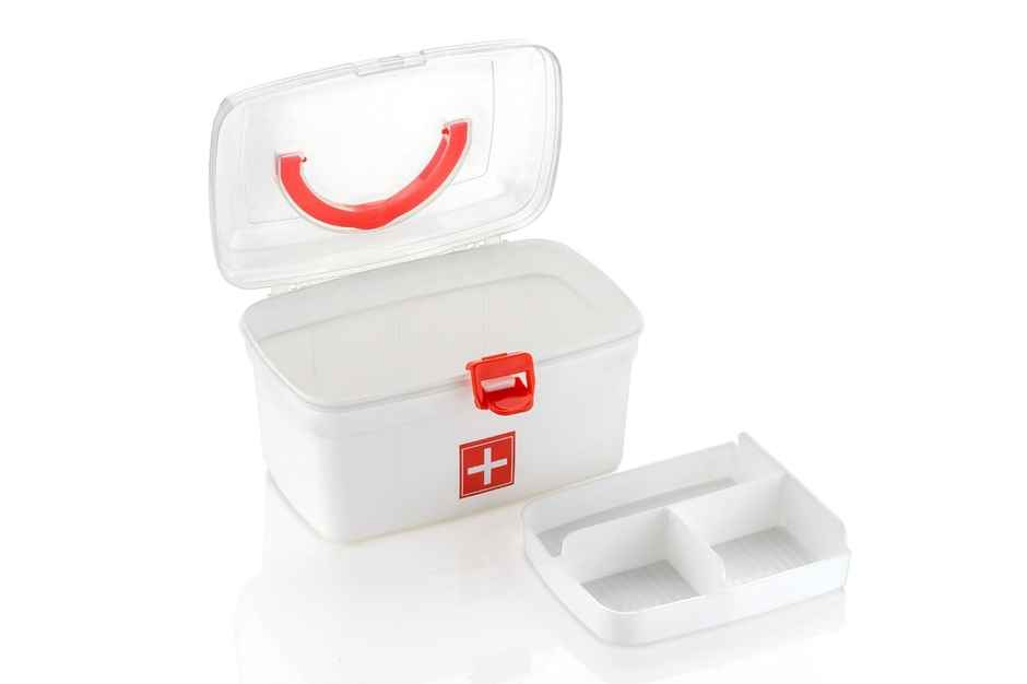 Clazkit Plastic Rectangular Medicine Box | White