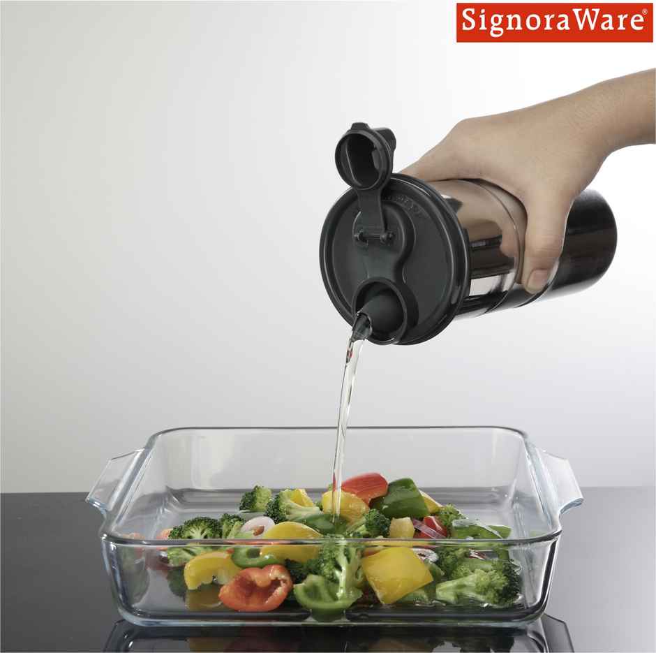 Signoraware Easy Flow Steel Oil Dispenser 650 ml | Food Grade Stainless Steel - Assorted