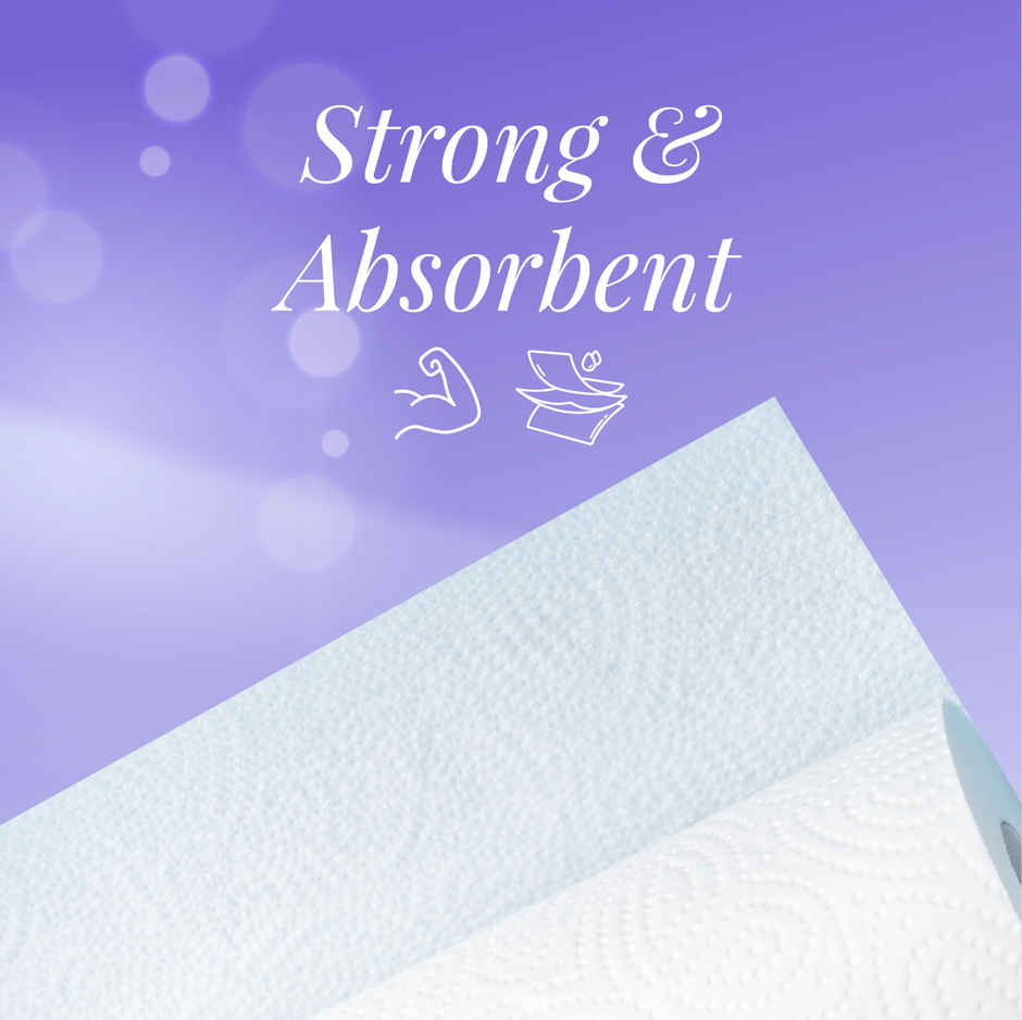 Origami Luxuria 3Ply Kitchen Tissue Roll Super Absorbent & Tough | Pack of 2, 50 Pulls Per Roll