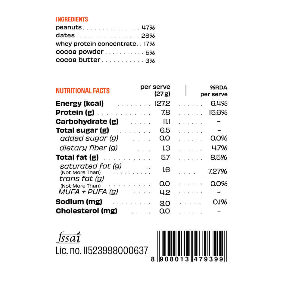 The Whole Truth Peanut Cocoa Mini Protein Bar No Sugar