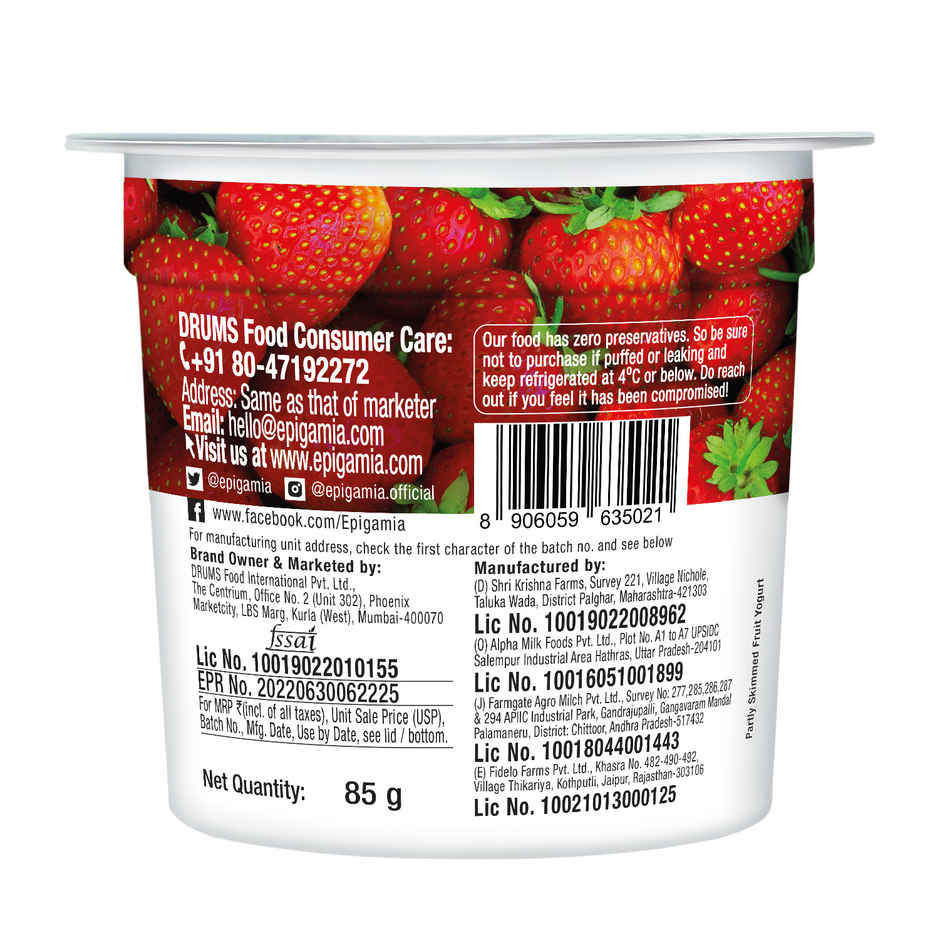 Epigamia Greek Yogurt- Strawberry Combo