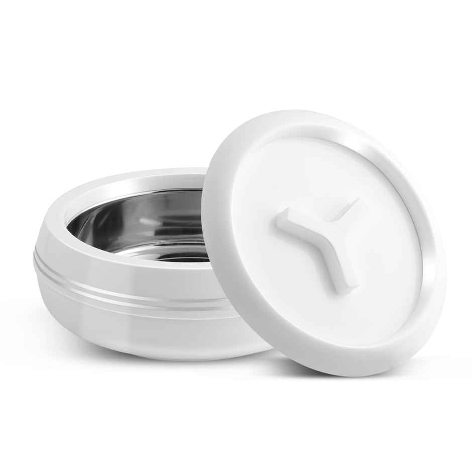 Jaypee Teen Bhoj Set of 3 Casseroles, Inner Stainless Steel, 600ml , 800ml & 1200ml | White