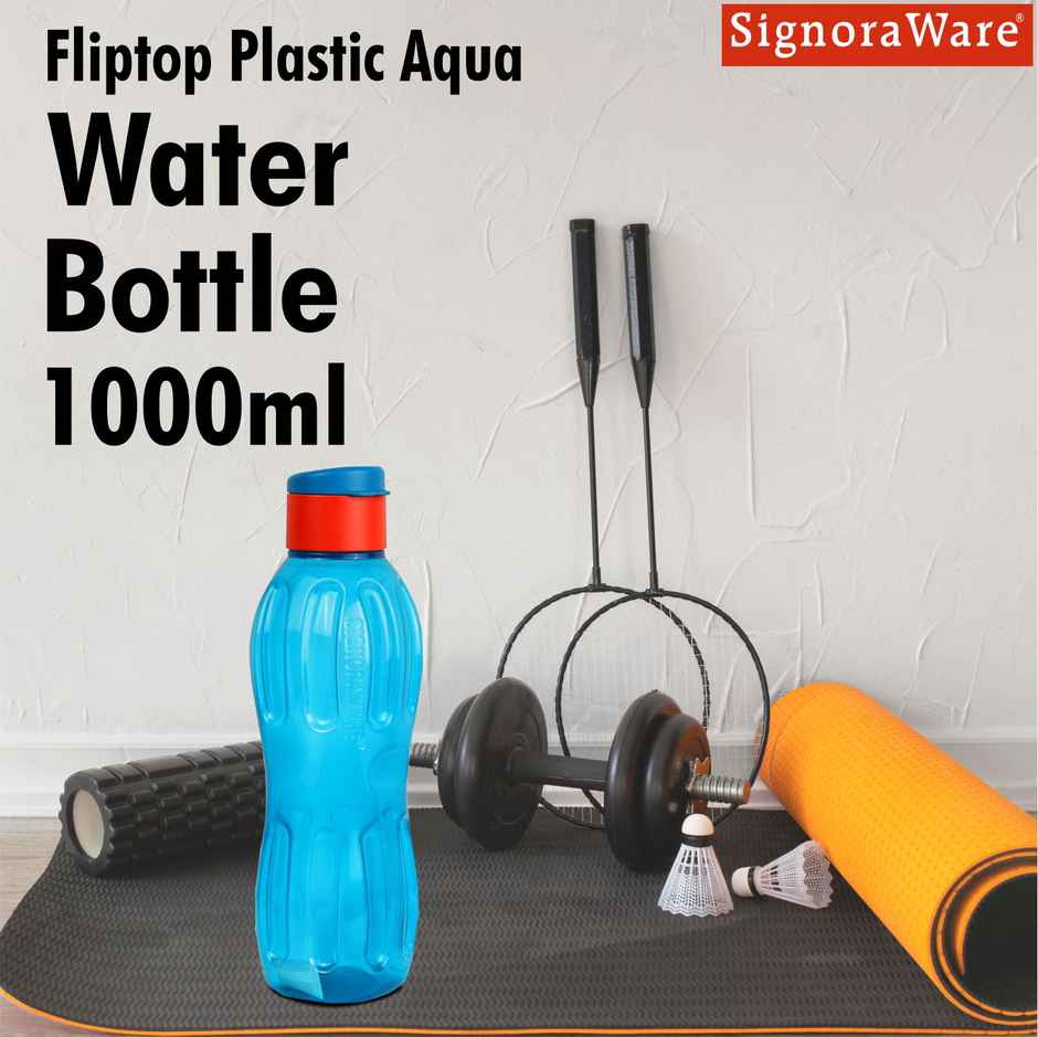 Signoraware Flip Top Aqua Fresh Bottle | Blue | 1 L