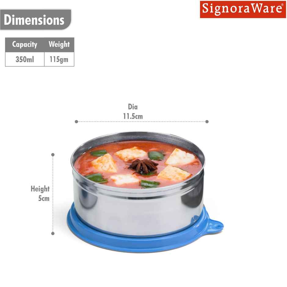Signoraware Executive Stainless Steel Container | 350 ml | Blue