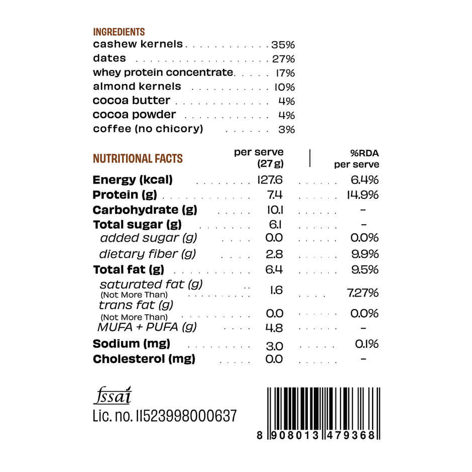 The Whole Truth Coffee Cocoa Mini Protein Bar