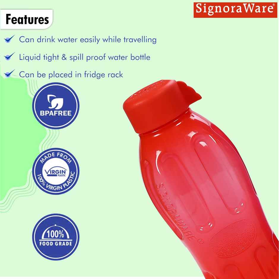 Signoraware Aqua Fresh Bottle | Red | 1 L