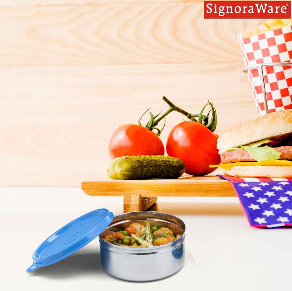 Signoraware Executive Stainless Steel Container | 350 ml | Blue
