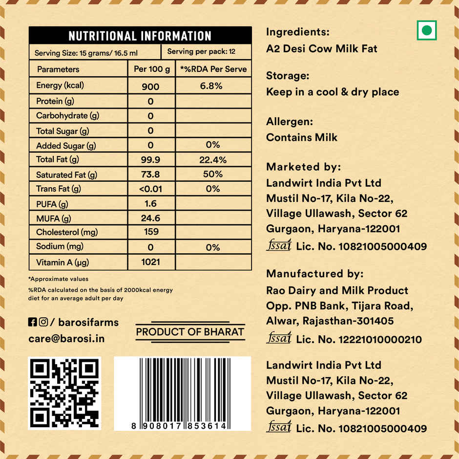 Barosi A2 Desi Cow Ghee