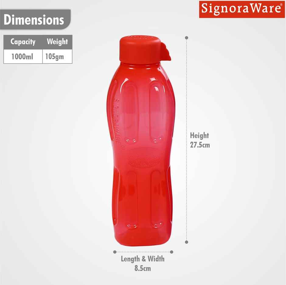 Signoraware Aqua Fresh Bottle | Red | 1 L