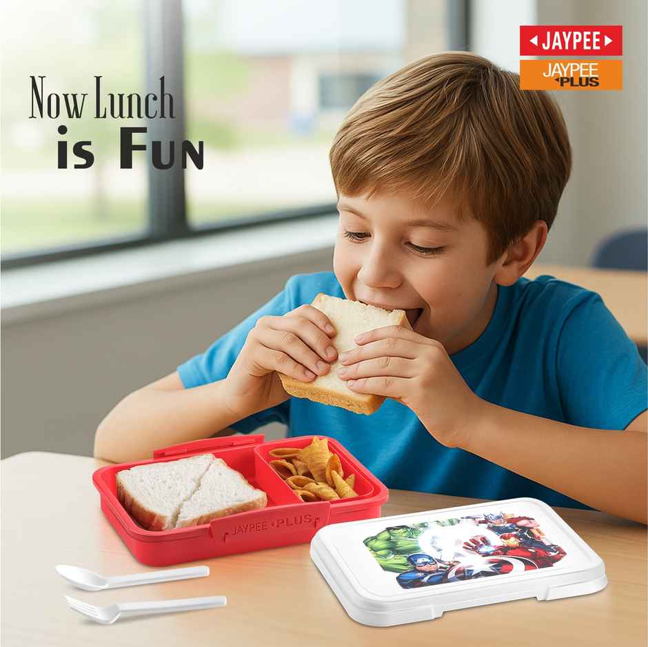 Jaypee Plus Dream Box Airtight Plastic Lunch Box Avengers Printed for School Kids | Red | 680ml