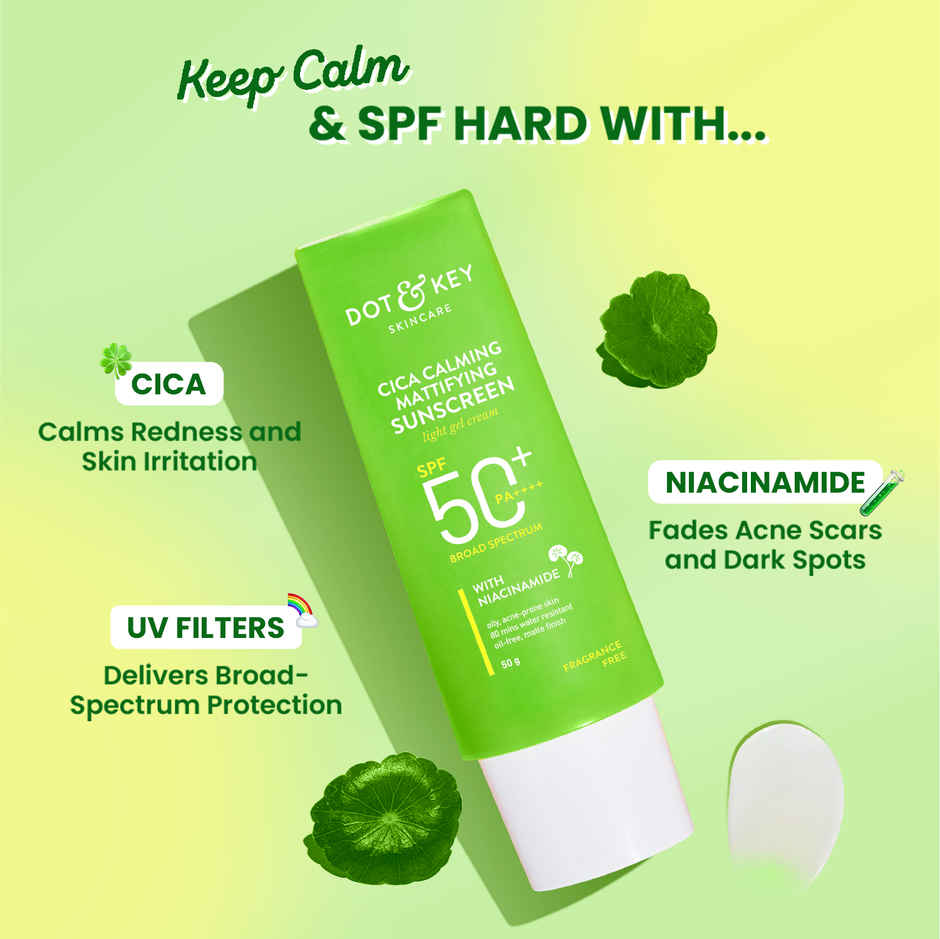 Dot & Key Cica Niacinamide Face Sunscreen SPF 50 PA+++ Uv Protection For Oily And Acne Prone Ski