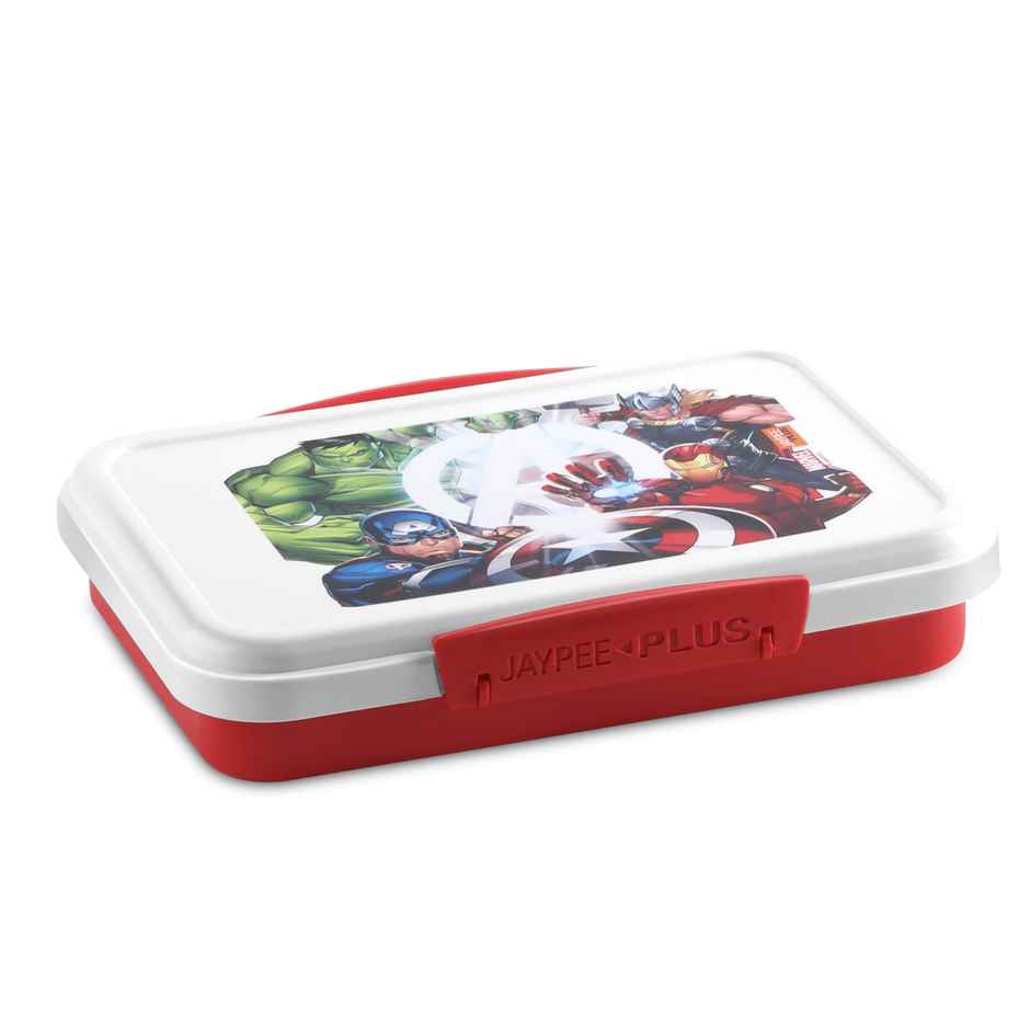 Jaypee Plus Dream Box Airtight Plastic Lunch Box Avengers Printed for School Kids | Red | 680ml