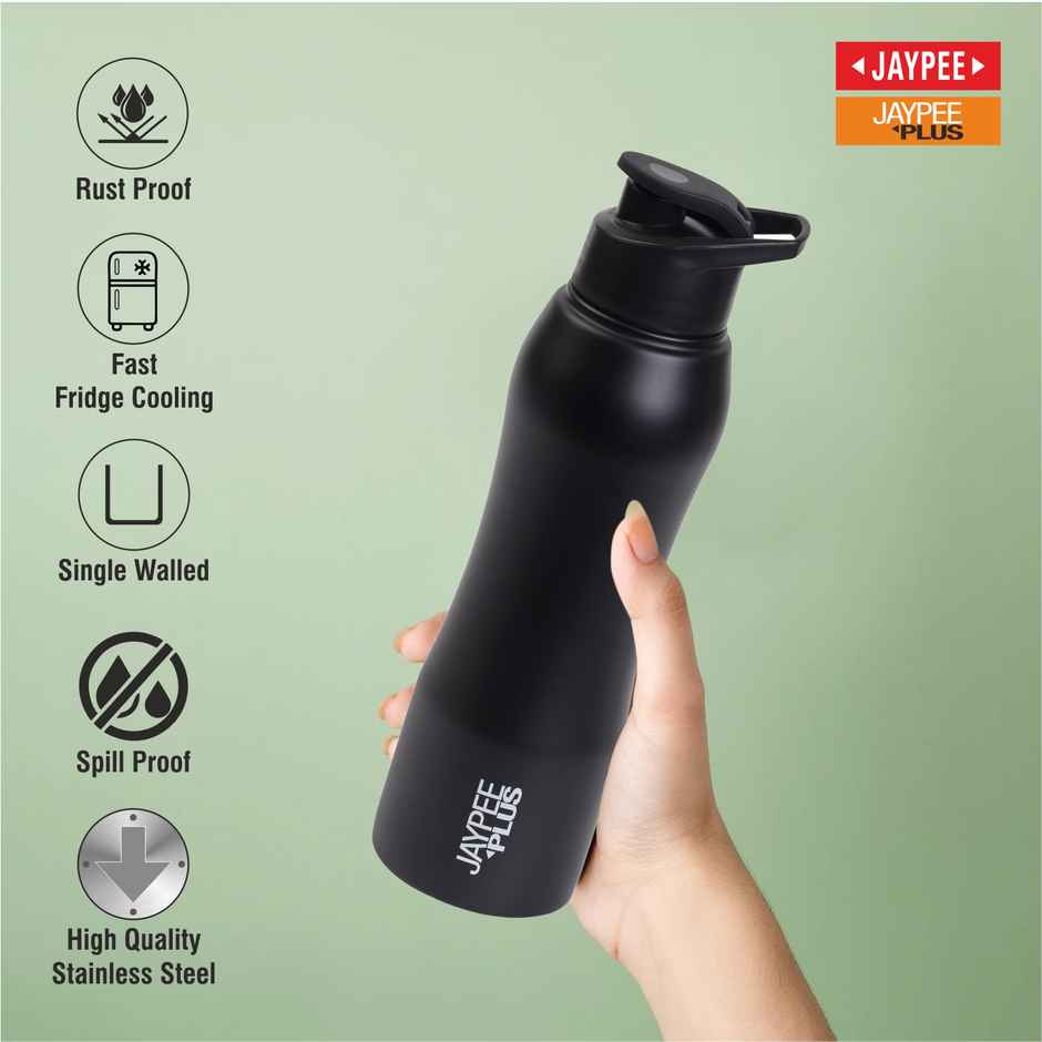 Jaypee Plus Safari 750 Stainless Steel Leakproof Water Bottle with carry Handle | Black | 750 ml
