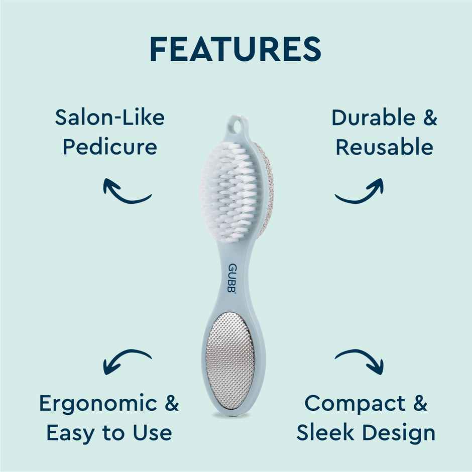 GUBB 4 Way Pedicure Set For Dead Skin Removal - Pumice Stone, Foot Brush, Foot Rasp & Foot File Set