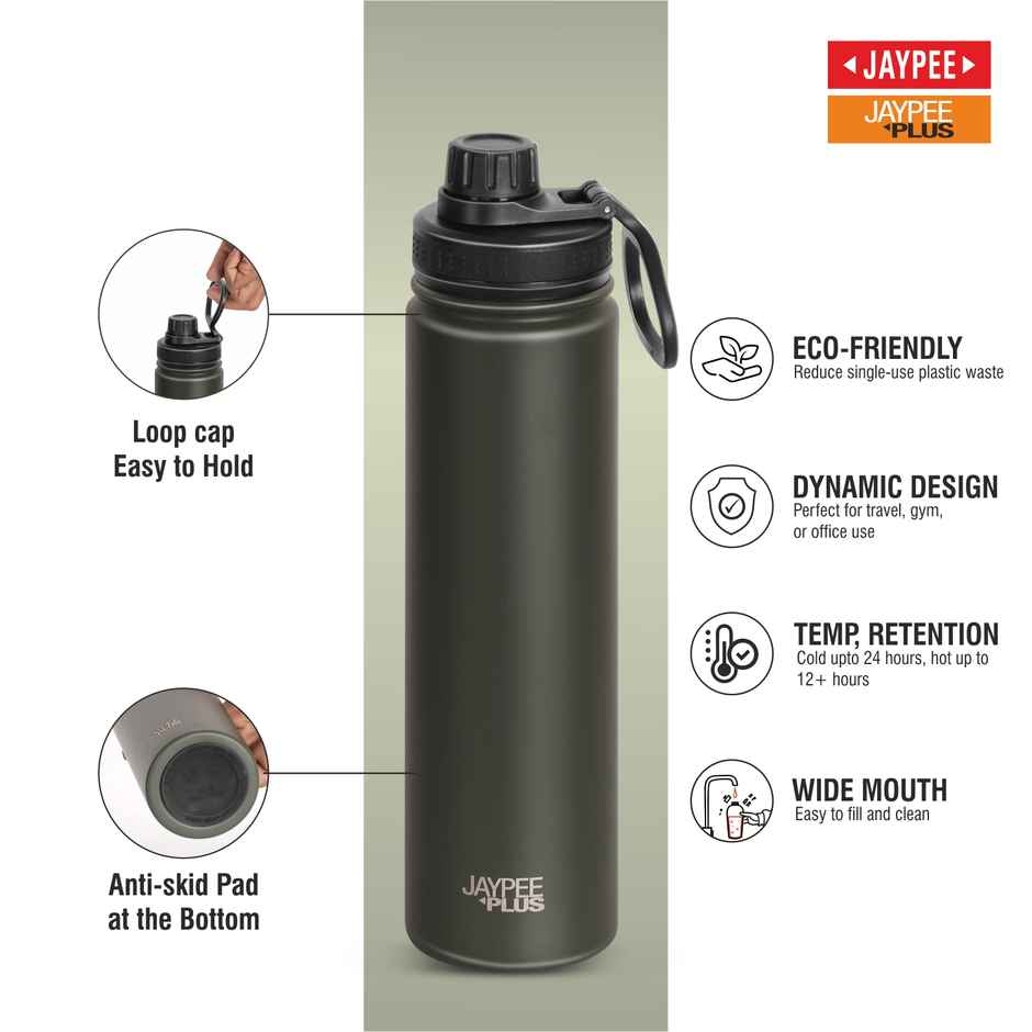 Jaypee Plus Hylux Vacuum Insulated Stainless Steel Bottle | ISI Certified | Green | 750 ml