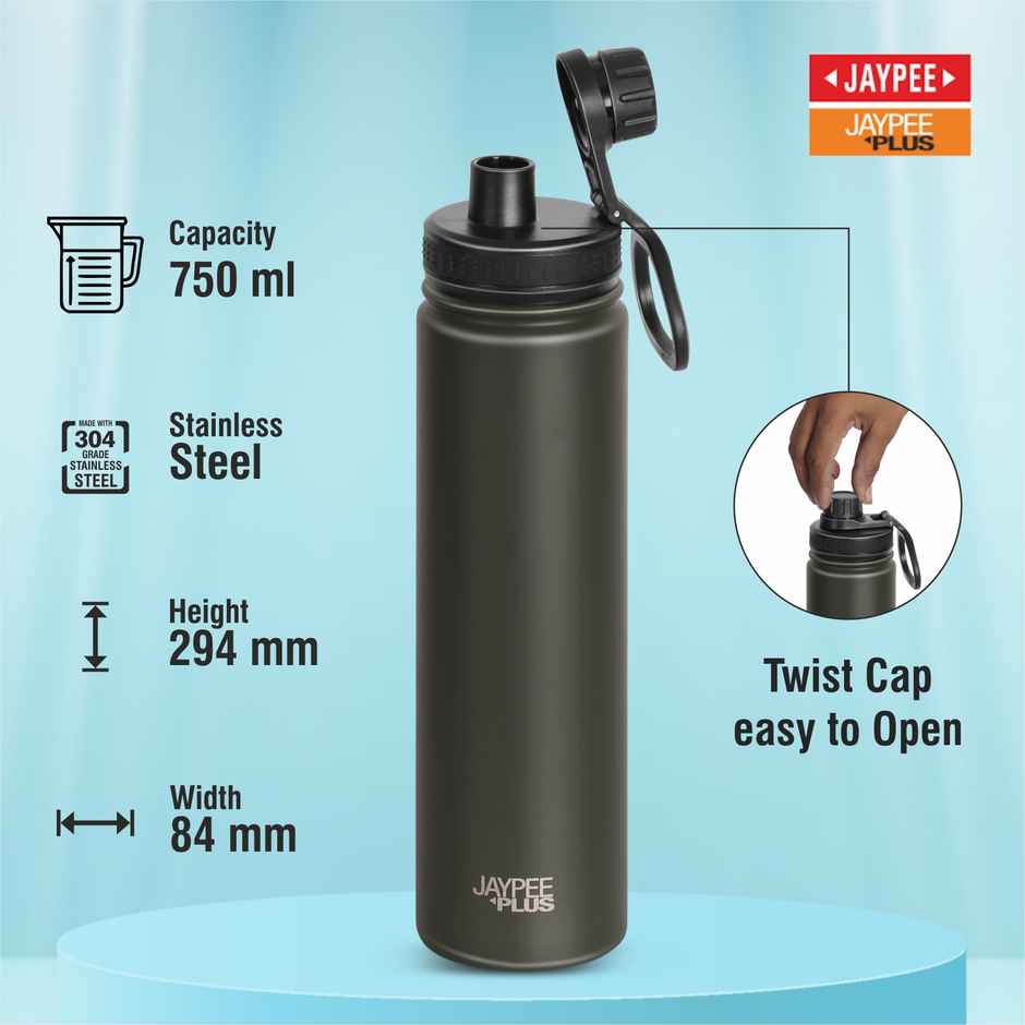 Jaypee Plus Hylux Vacuum Insulated Stainless Steel Bottle | ISI Certified | Green | 750 ml