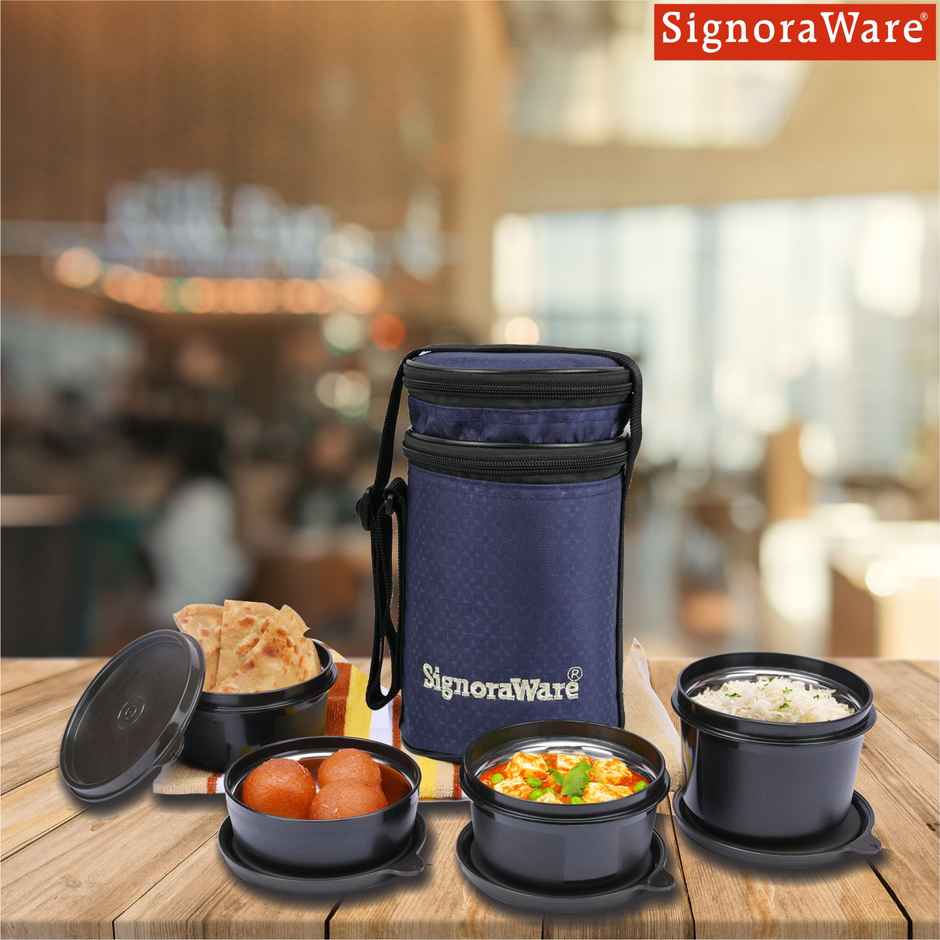 Signoraware Monarch Executive Big Microsafe Steel Lunch Box Food Grade Stainless Steel | Assorted